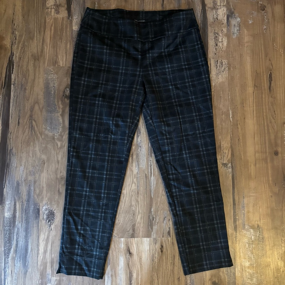 Black Plaid Pull on Pants